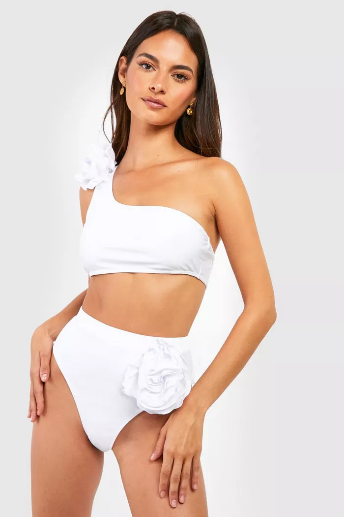 Rose Corsage High Waisted Bikini Brief | Boohoo.com (US & CA)