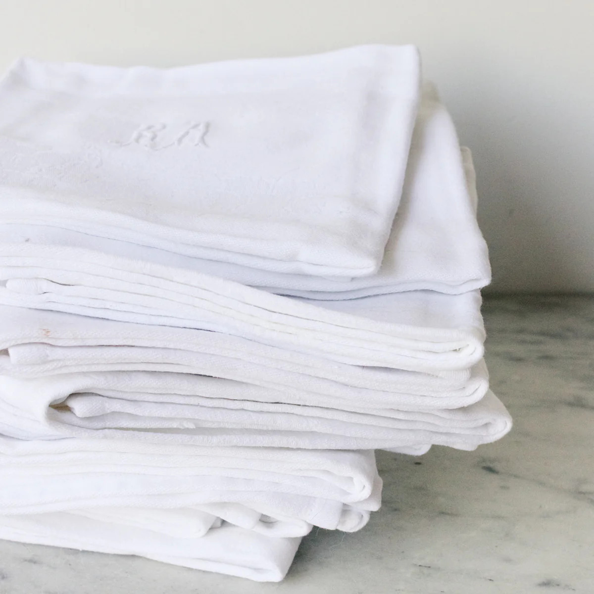 Vintage Monogrammed Napkin Set of 12 | RA | Elsie Green US