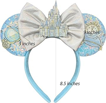 Hairband for Women Adult Blue Sequin Mouse Ears Headband with Castle Bows for Park Ears | Amazon (US)