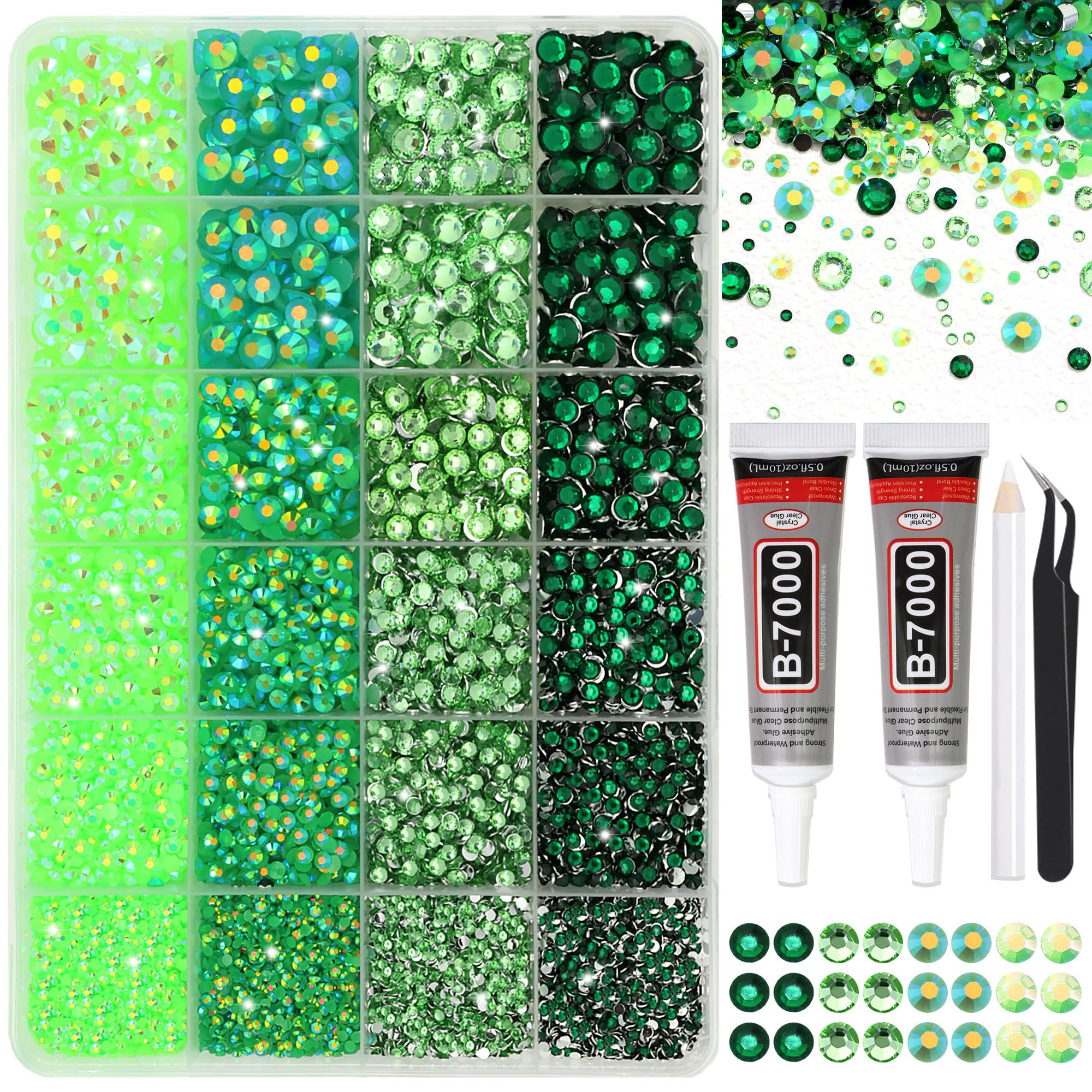 RODAKY 30000Pcs Green Rhinestone Flatback Gems for Bedazzling 2/3/4/5/6mm Resin Jelly Rhinestones... | Amazon (US)