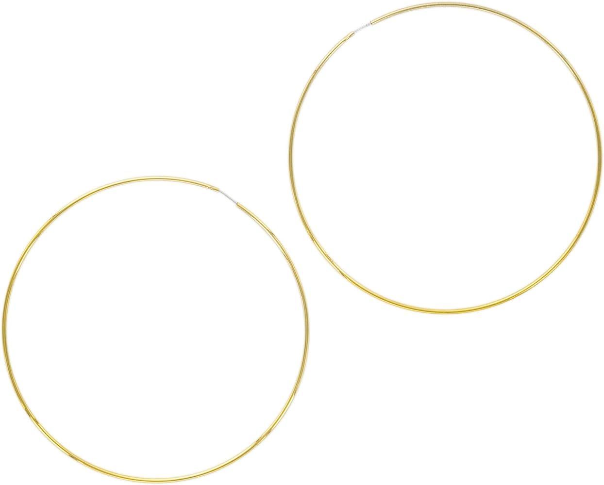 Columbus 14K Gold Dipped Endless Hoops with Sterling Silver Posts - Rhodium Dipped Endless Hoops ... | Amazon (US)