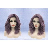 Lace Front Wig Purple Pastel Long Wavy Curly Synthetic Heat Resistant Safe Swiss Middle Part Lady | Etsy (US)