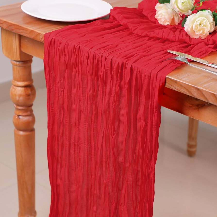 Snowkingdom 13Ft Red Cheesecloth Table Runner, 160inch Long Cheese Cloth Boho Gauze Table Runner ... | Amazon (US)