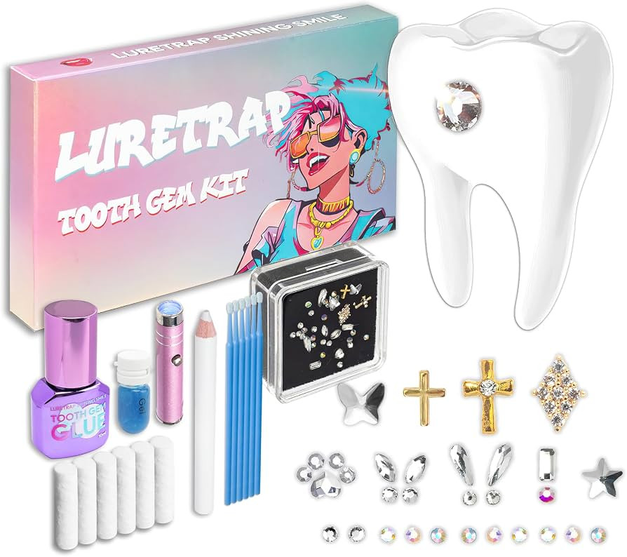 Luretrap DIY Tooth gem kit with Glue,30 Pieces Crystals,Crystal Glue Jewelry Starter kit White | Amazon (US)