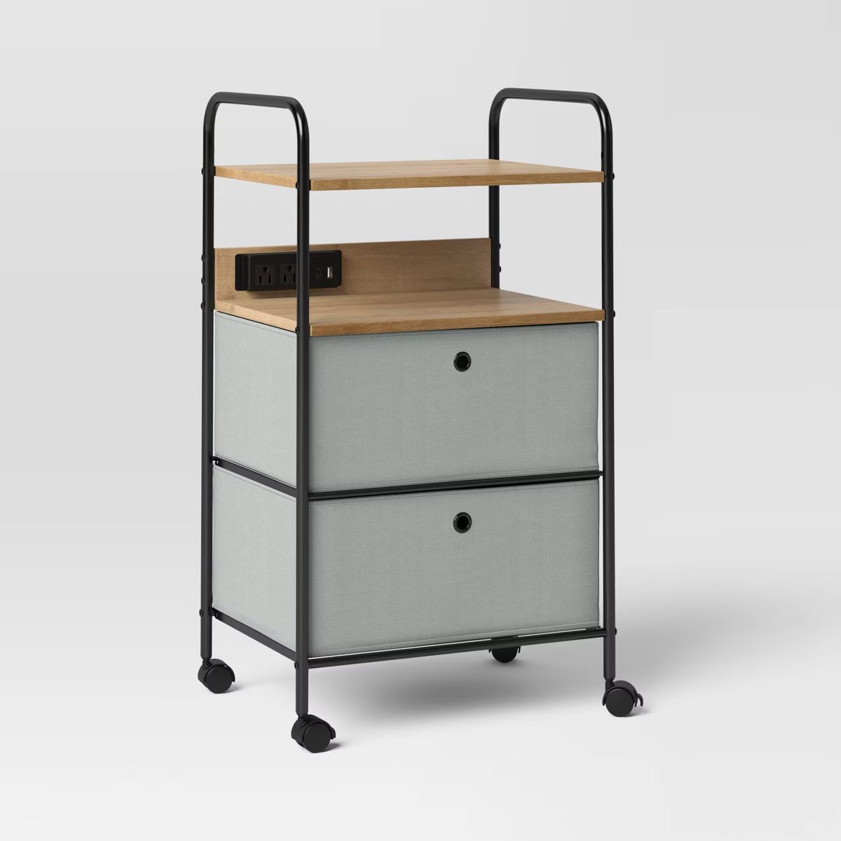 Rolling Utility Dorm Cart with Charging Black - Room Essentials™ | Target