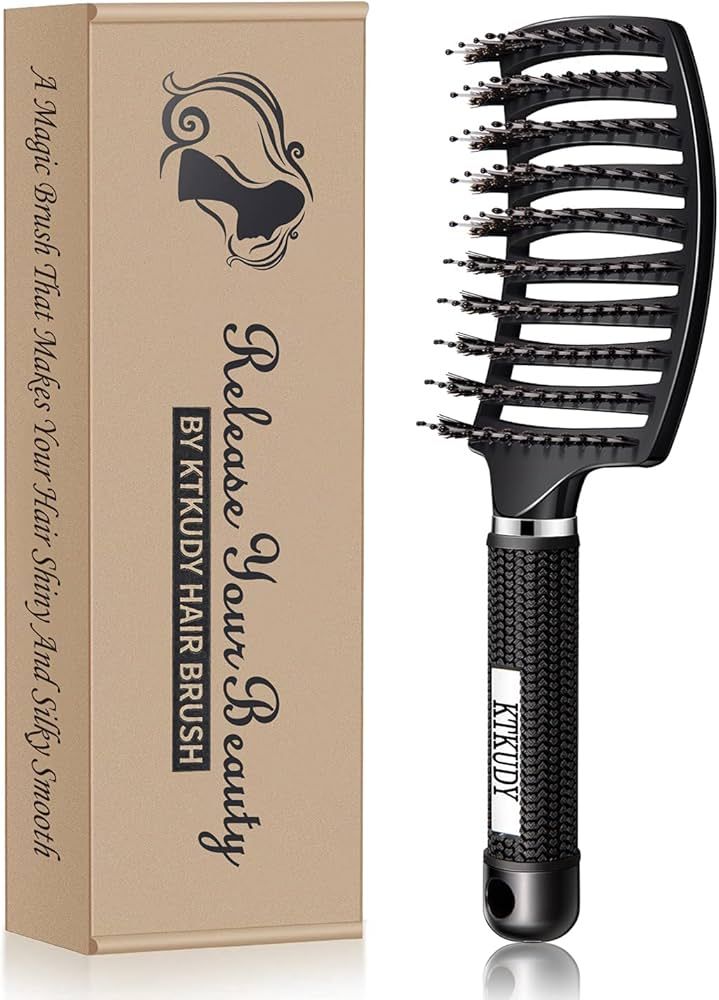 Detangling Brush Boar Bristles KTKUDY Magical Brush Detangler Tangle Free Hair Brush for Women Me... | Amazon (US)