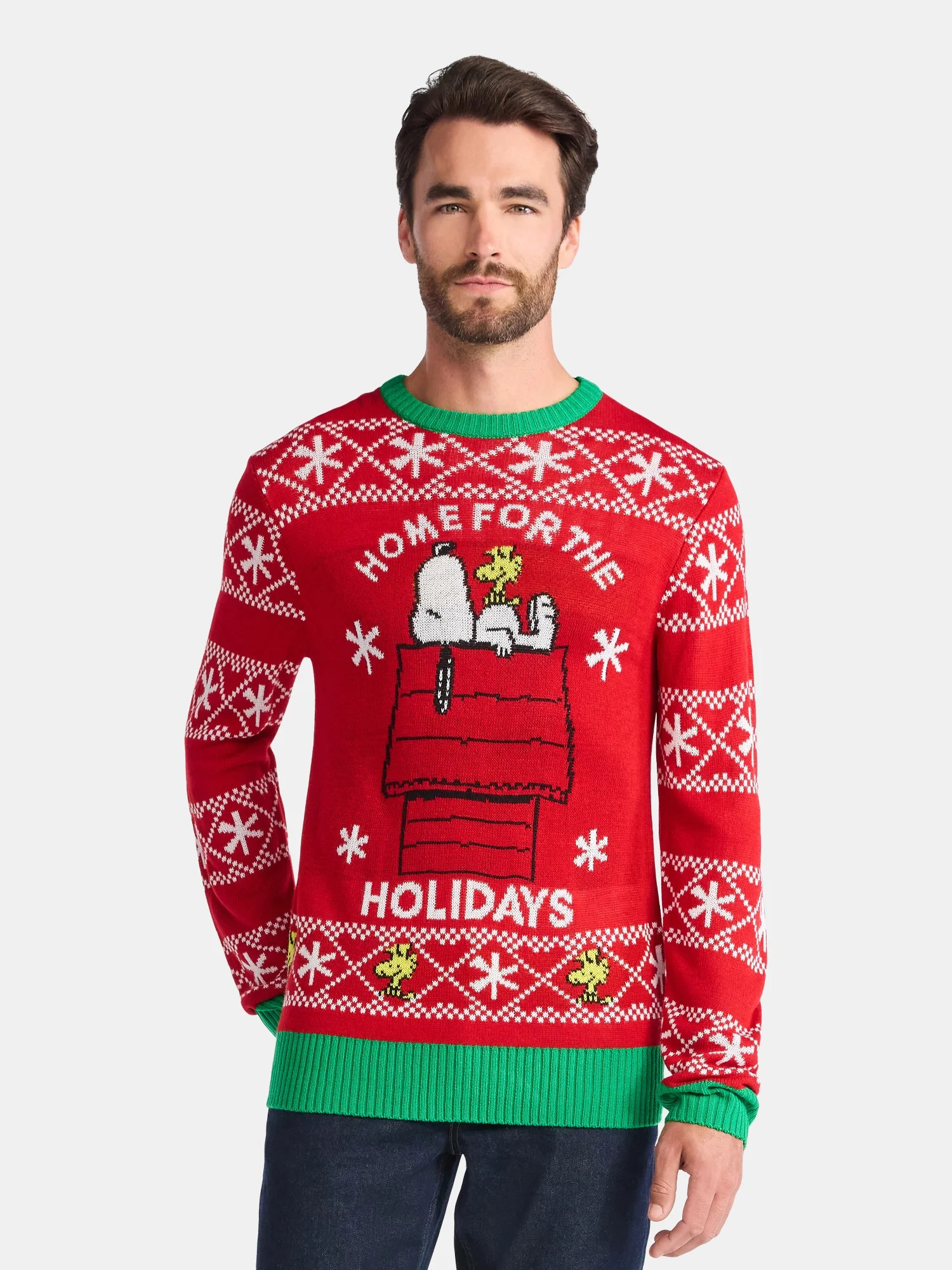 Peanuts Snoopy Men's and Big Men's Holiday Sweater Ugly Sweater, Sizes XS-3XL | Walmart (US)
