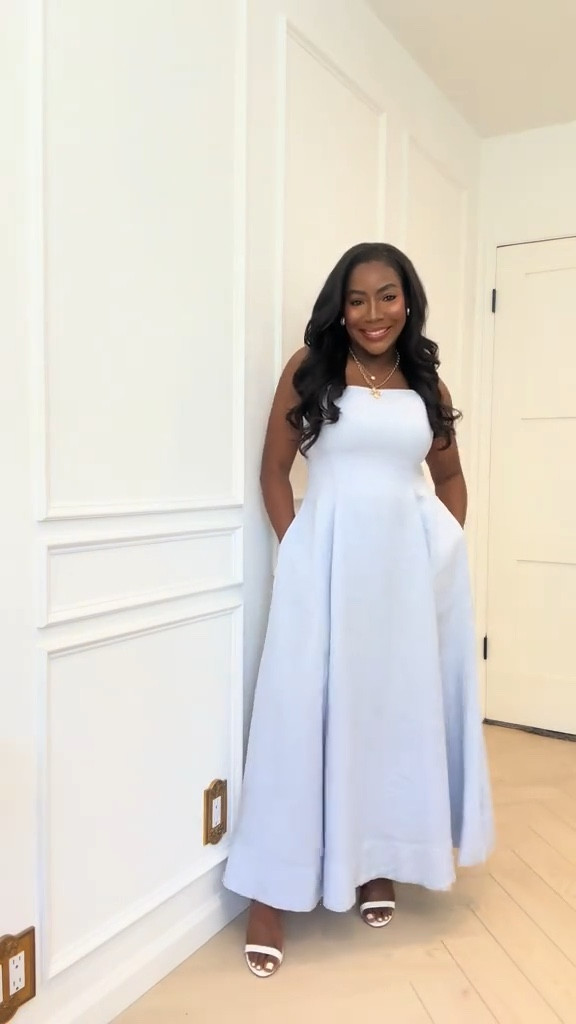 Summer dress 33% off rn! 
Size up one if postpartum 

Linen maxi dress, strappy dress, summer dress, wedding guest dress, baby blue dress, baby shower dress, vacation outfit, summer occasion wear, summer outfit, Whitney wiley, Karen Millen 

#LTKBump #LTKSaleAlert #LTKWedding