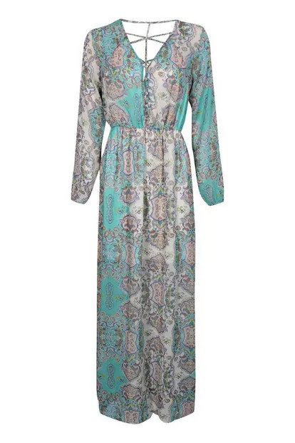 Cage Detail Paisley Woven Maxi Dress | Boohoo.com (US & CA)