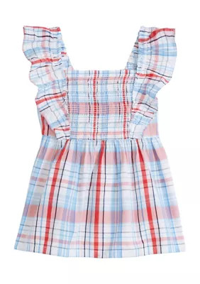 Girls 4-6x Smocked Flutter Sleeve Top | Belk