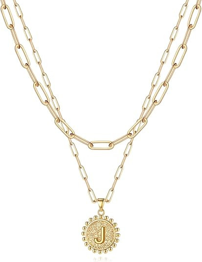 Yoosteel Gold Initial Necklaces for Women Girls, 14K Gold Plated Dainty Layering Paperclip Link C... | Amazon (US)