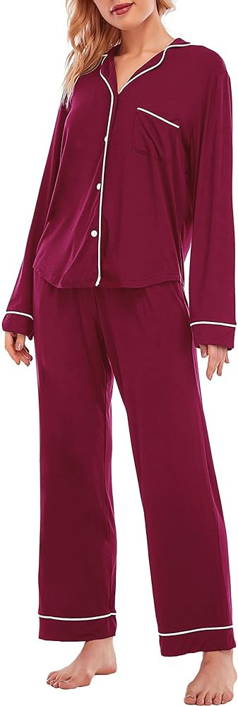 LUBOT Womens Pajamas Set for Women Soft 2 Piece PJ Set Button Down Ladies Comfy Short Long Sleeve... | Amazon (US)