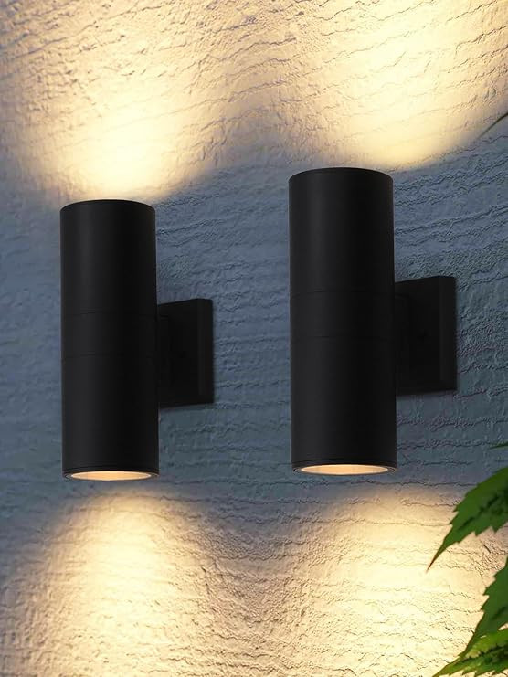 LEONLITE Modern Outdoor Cylinder Wall Lights 12", Porch Light in 2 Lights, Up Down Lights, Matte ... | Amazon (US)
