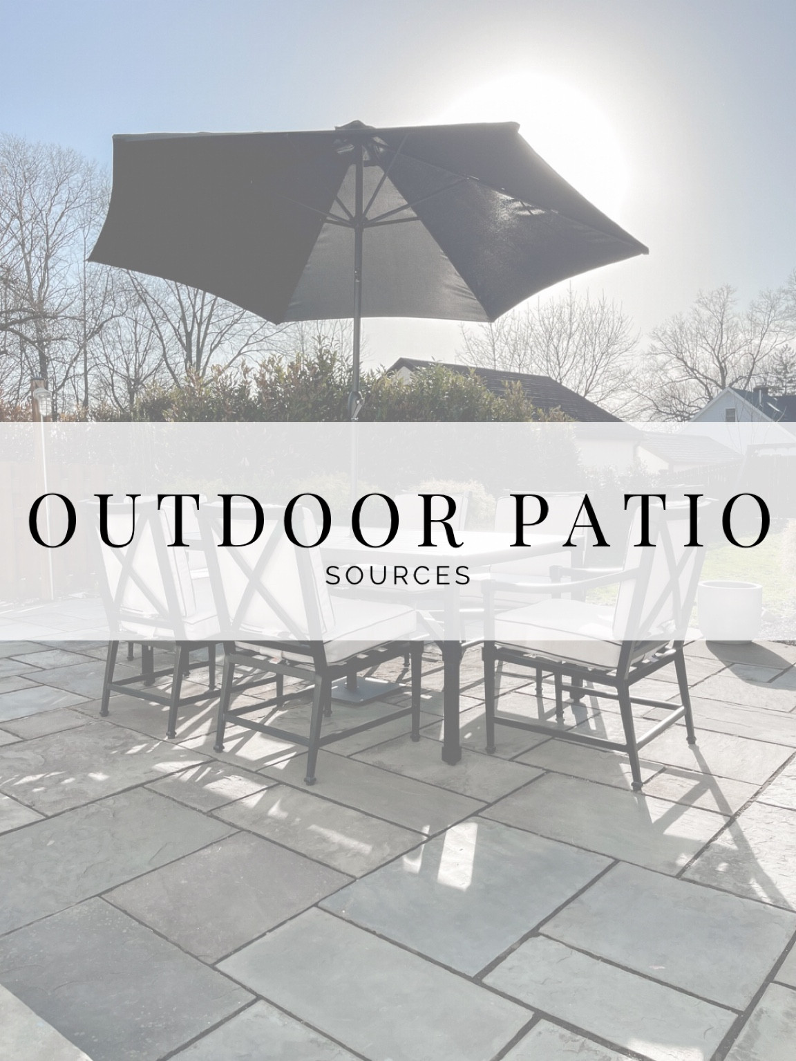 Outdoor patio home sources: patio furniture, umbrella, planters