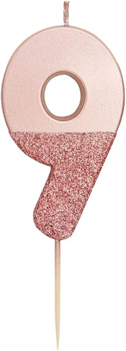 Rose Gold Glitter Number 9 Candle | Premium Quality Cake Topper Decoration Pretty, Sparkly | for ... | Amazon (US)