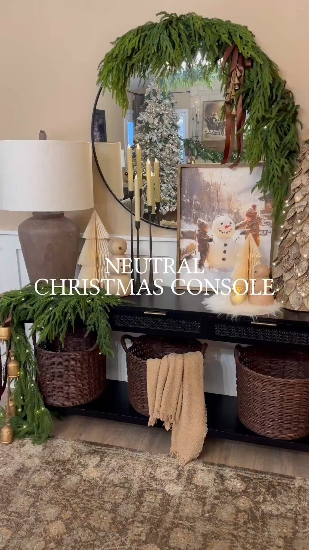 Neutral Christmas Console. Follow @farmtotablecreations on Instagram for more inspiration.

Last year, I opted for a whimsical snowman theme here on my console table since I couldn’t resist this most adorable, “Do You Want To Build A Snowman” artwork. 

For reference:
Artwork: size 18x24
Garland on mirror: 1 shown plus 3 Norfolk Stems
Garland on table: 1 shown plus 2 Norfolk Stems
Lit Birch Tree: size Large
Paper Tree on Left: Size XL
Paper Tree on Right: Size L

Christmas Decor | console table | console table styling | faux stems | entryway space | target finds | neutral decor | entryway decor | cozy home | affordable decor | Studio McGee | Target finds | home decor | pottery barn



#LTKHoliday #LTKSaleAlert #LTKHome