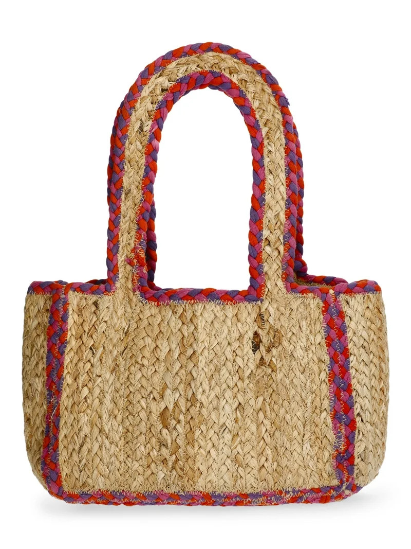 No Boundaries Women's Mini Jute Tote, Pink | Walmart (US)