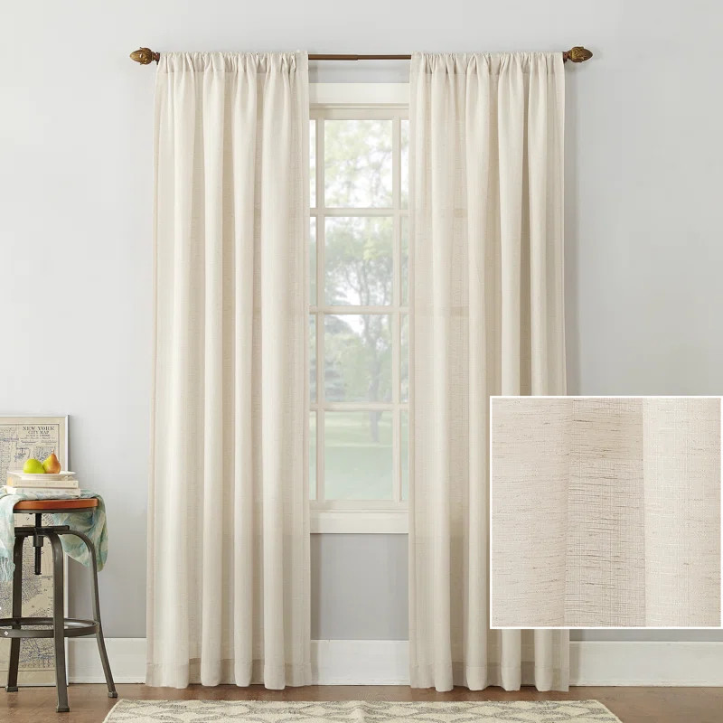 Wayfair Basics® Berwick Linen Blend Semi-Sheer Rod Pocket Curtain Panel | Wayfair North America