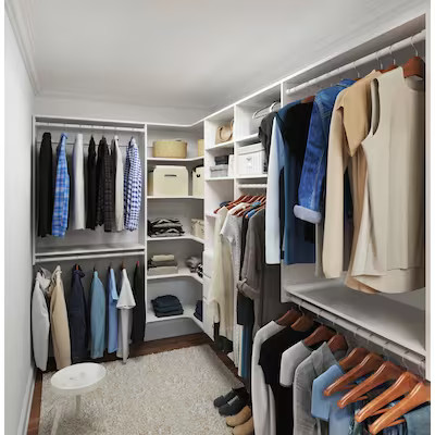 Easy Track 6.5-ft to 9.5-ft W x 7-ft H White Wood Closet System | Lowe's