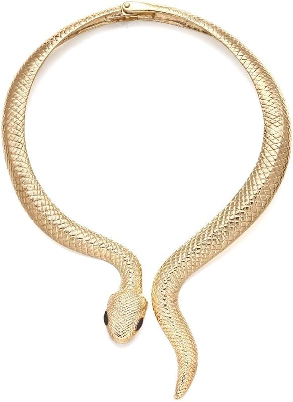 Women's Curved Alloy Cuff Snake Choker Necklace Costume Statement Snake Shape Collar Necklace Hip... | Amazon (US)