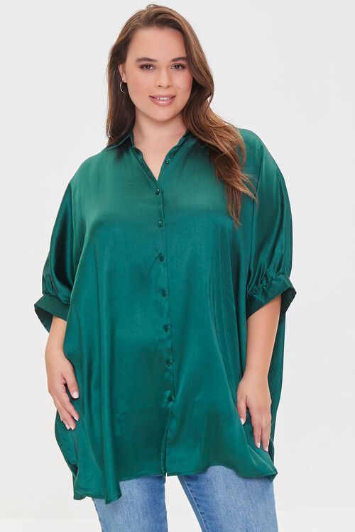 Plus Size Satin High-Low Shirt | Forever 21 (US)