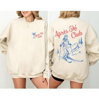 Apres Ski Sweatshirt For Girls Trip, Retro Sweater Women, Vintage Style Lodge Pullover, Warm Winter Crewneck | Etsy (US)