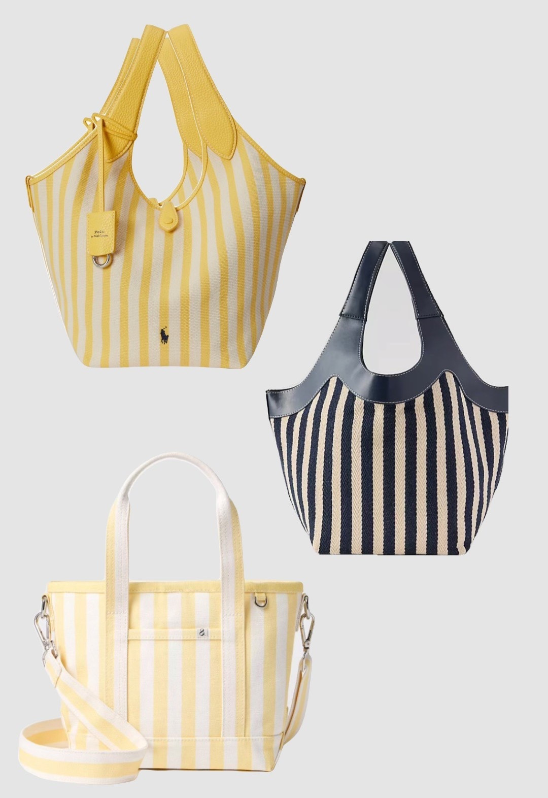 Striped canvas bags for summer - similar styles to the Ralph Lauren striped yellow bag 

#LTKSaleAlert