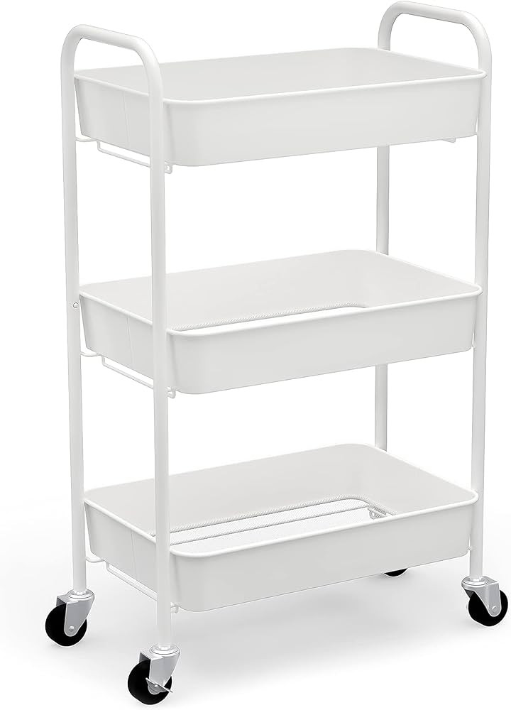 CAXXA 3-Tier Rolling Metal Storage Organizer - Mobile Utility Cart Kitchen Cart with Caster Wheel... | Amazon (US)