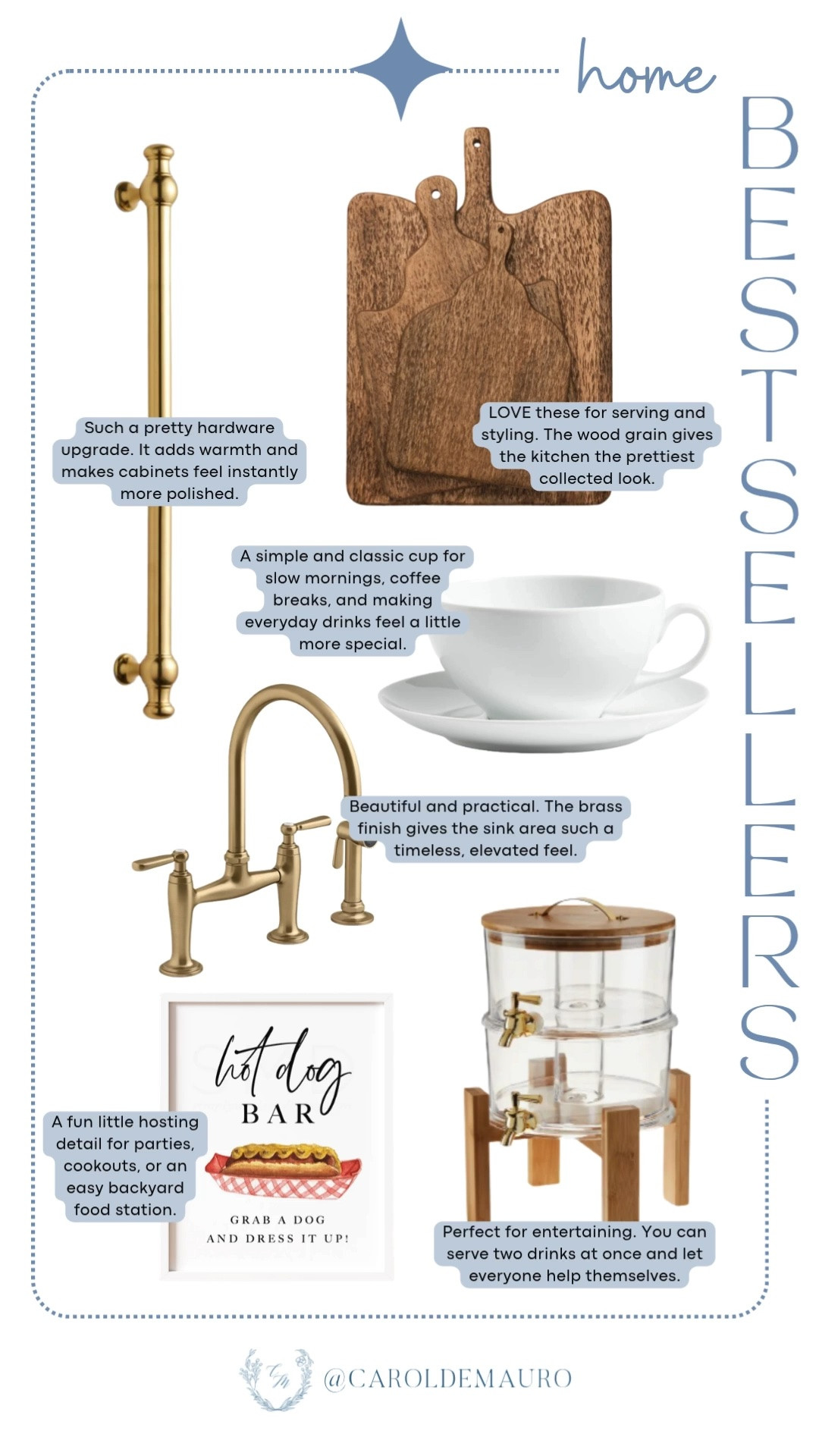 This week's home favorites bring so much warmth to the kitchen! A brass faucet, wood cutting boards, and a beverage dispenser that followers keep coming back for.

home bestsellers, brass kitchen faucet, drink dispenser, cabinet hardware upgrade, coffee cup and saucer, hosting essentials, weekly home favorites, follower favorites
