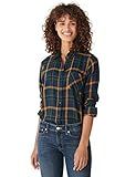 Lucky Brand Women's Long Sleeve Button Up One Pocket Classic Flannel Shirt, Navy Multi, L | Amazon (US)
