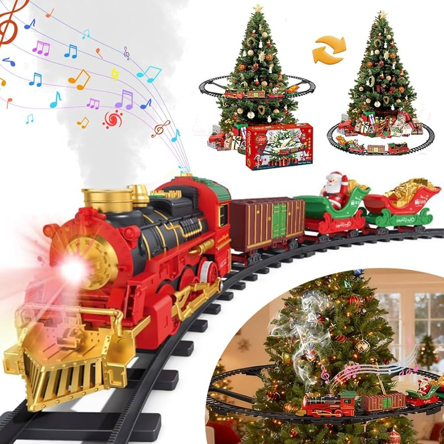 Weihnachtsbaum Zug Elektrisch Set, Weihnachtszug mit Musik und Spray, Train Around Christmas Tree... | Amazon (DE)
