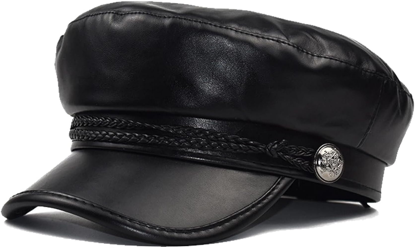 Women Fiddler Cap Newsboy Hat PU Leather Visor Beret Cap | Amazon (US)