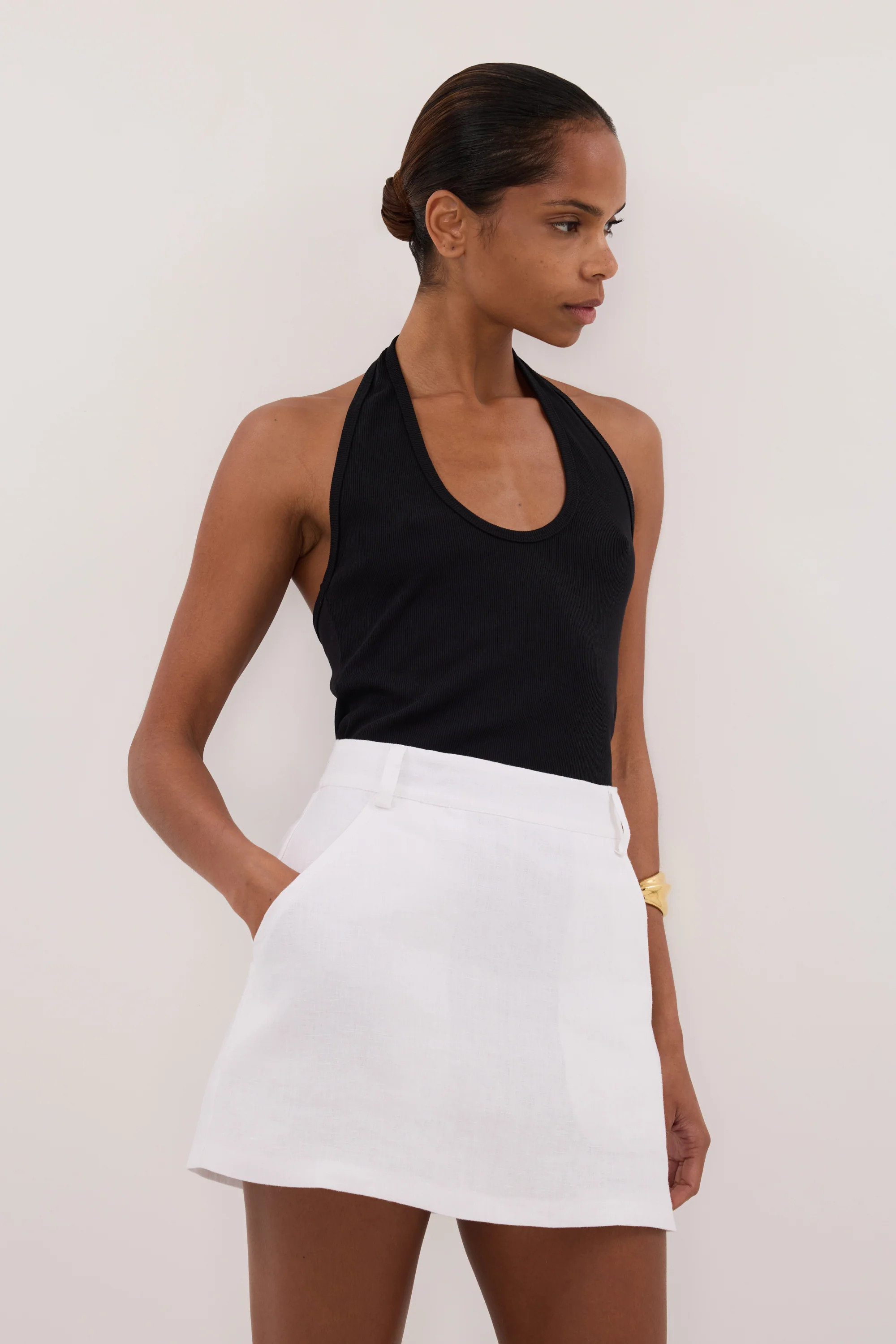 EVIE WHITE LINEN SKORT | DISSH