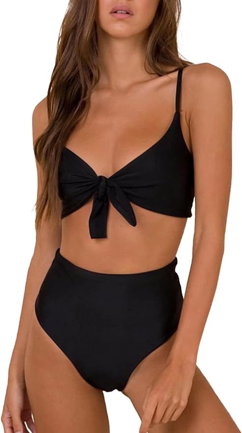 Blooming Jelly Womens High Waisted Bikini Set Tie Knot High Rise Two Piece Swimsuits Bathing Suit... | Amazon (US)