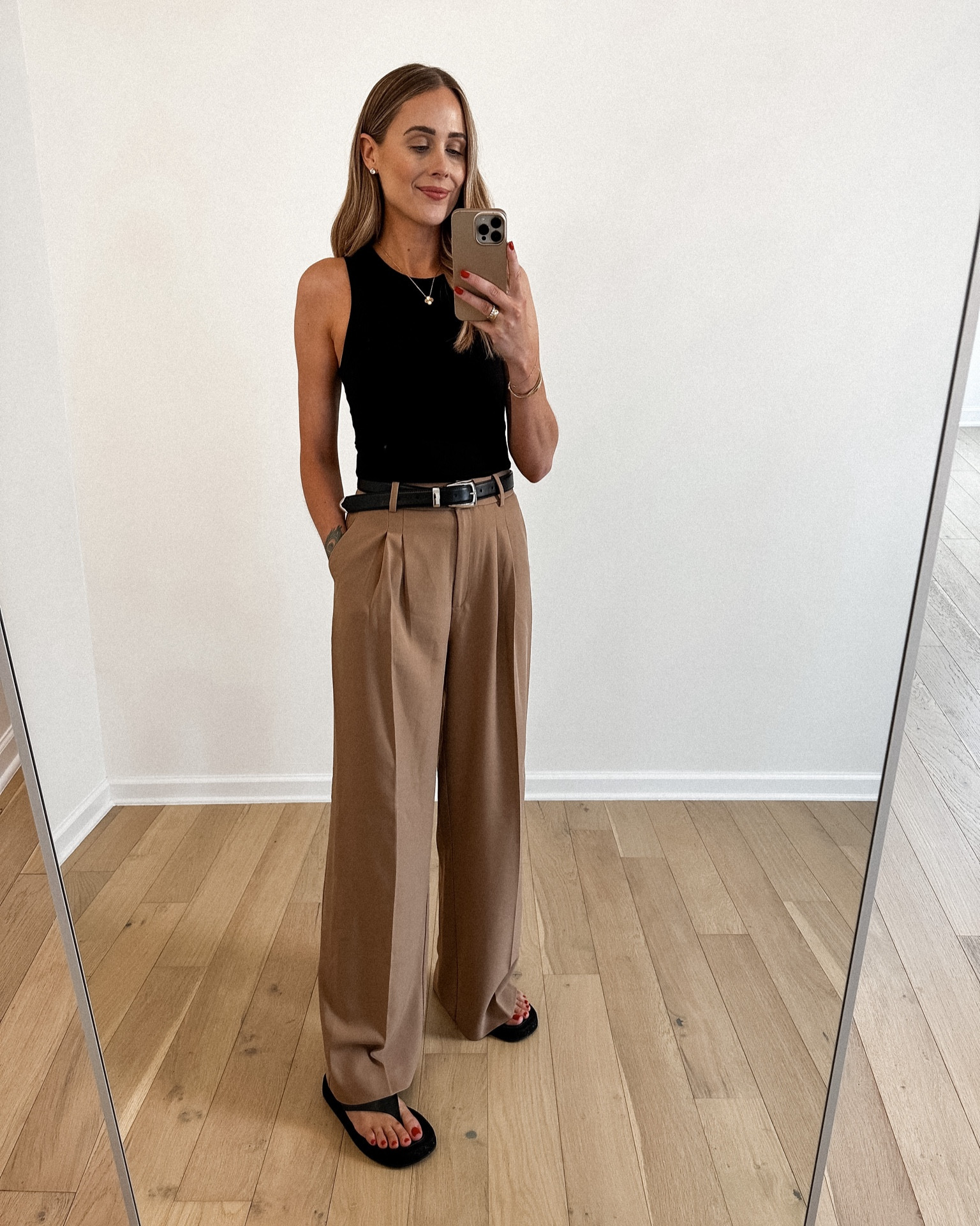 Black tank 20% off wearing a small
Camel trousers 25% off wearing a small 

#LTKfindsunder100 #LTKsalealert #LTKCyberWeek