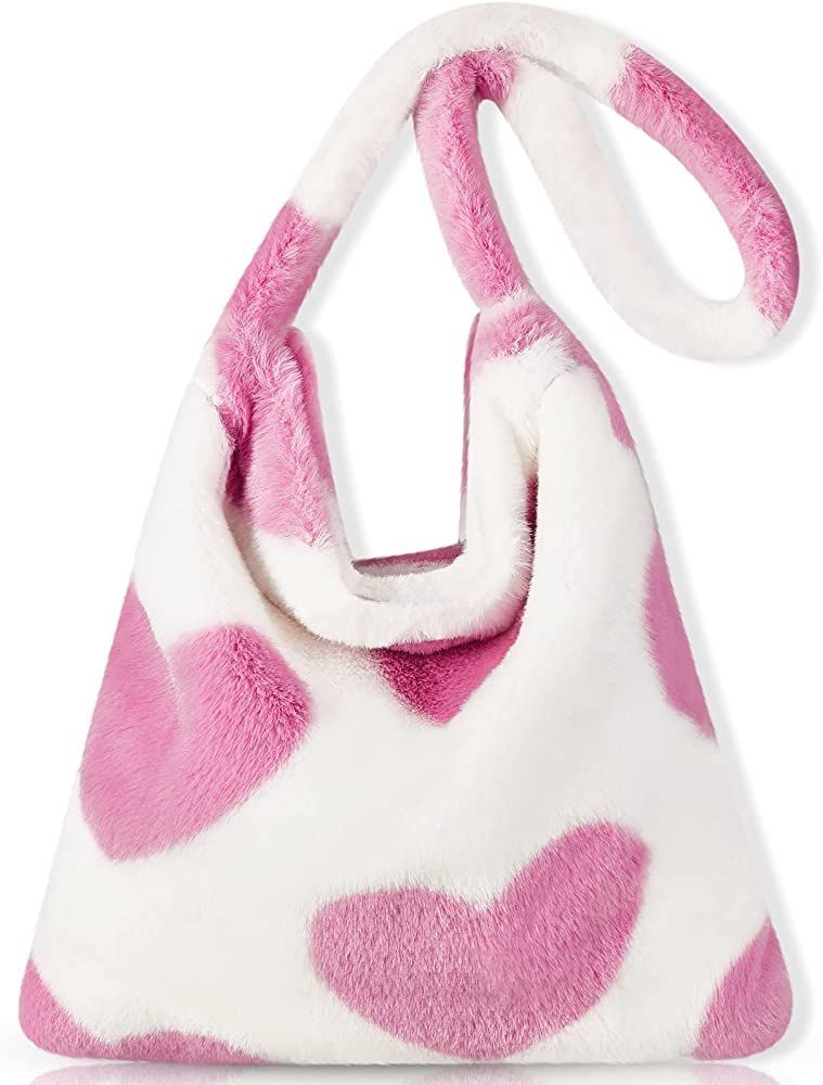 Fluffy Shoulder Bag Plush Bags Women Ladies Tote Bag Fluffy White Furry Purse Handbag for Autumn and | Amazon (US)