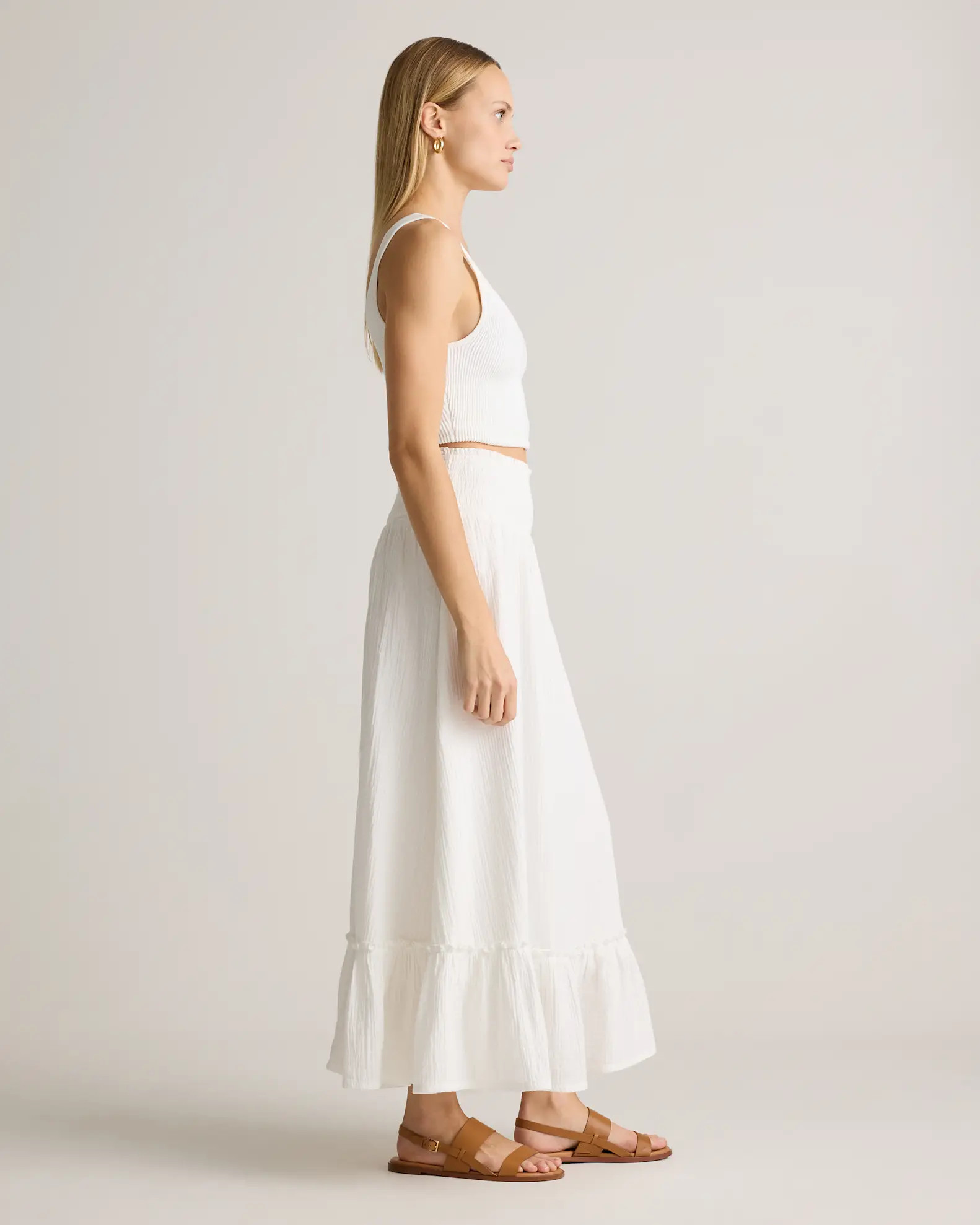 100% Organic Cotton Gauze Smocked Maxi Skirt | Quince