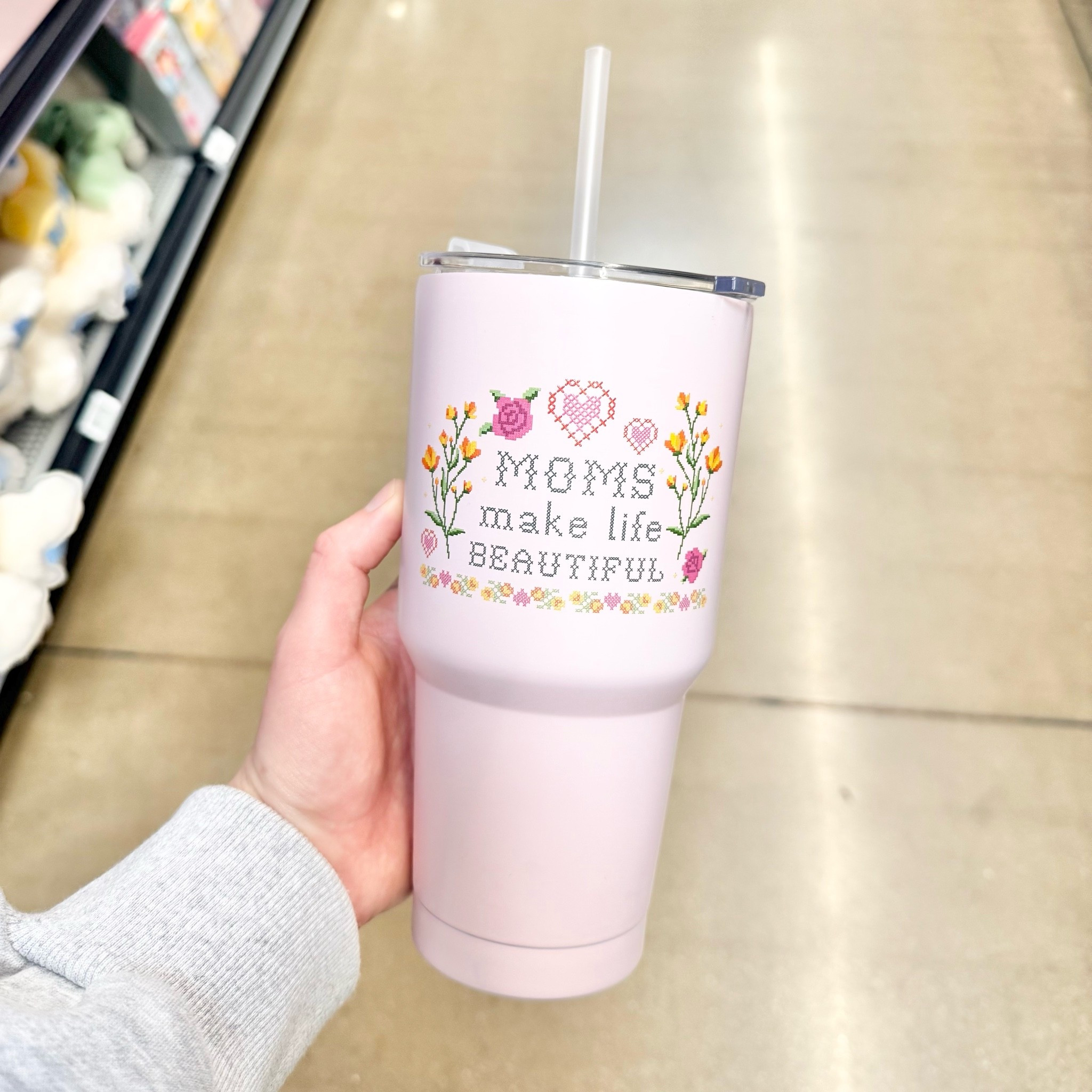 @walmart 
Moms Make Life Beautiful Stainless Steel Tumbler with Straw, Pink, 32 oz
$9.97

#LTKMothersDay