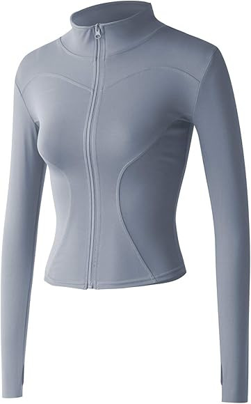 Locachy Women's Lightweight Stretchy Workout Full Zip Running Track Jacket with Thumb Holes | Amazon (US)