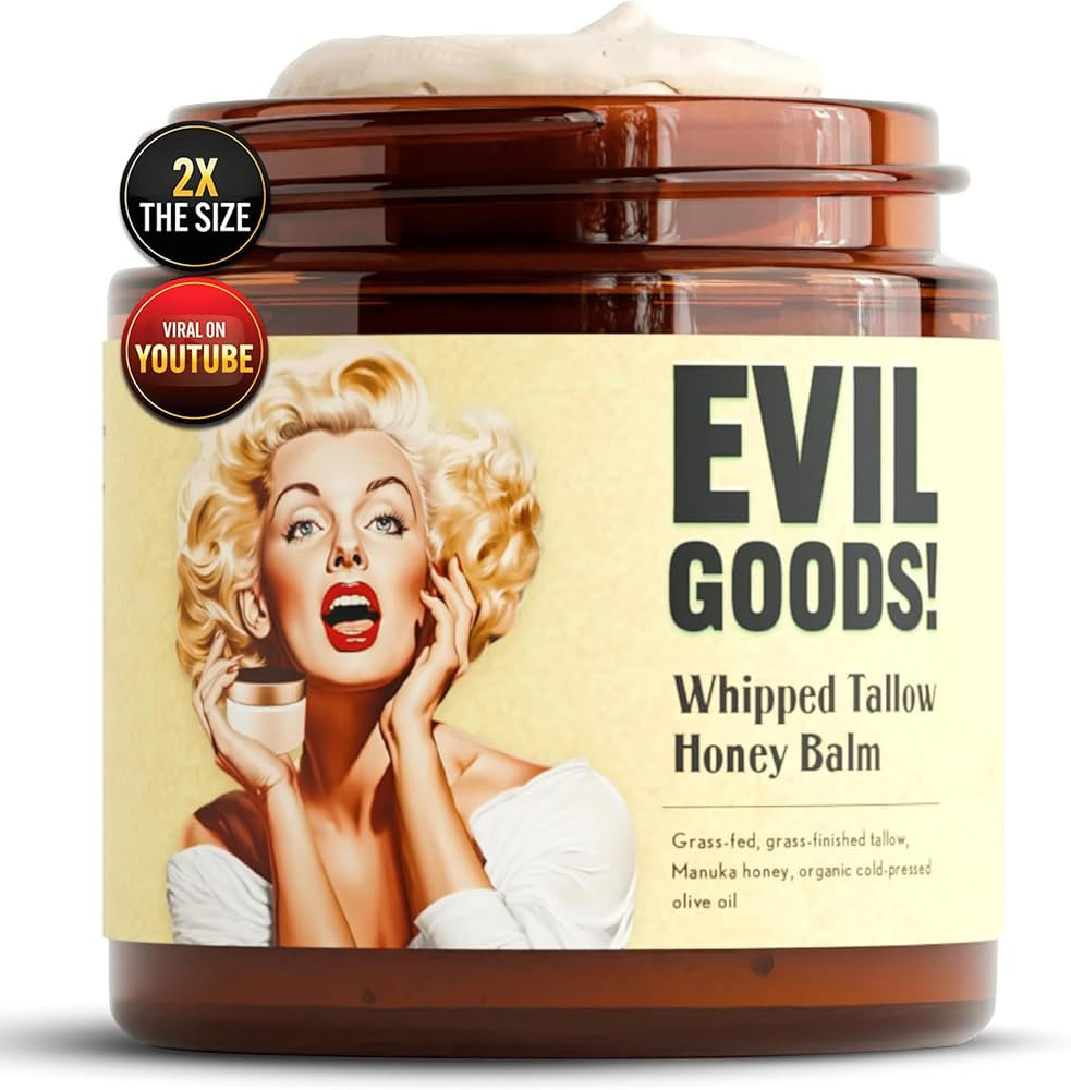 Whipped Beef Tallow and Manuka Honey Balm, 4oz, Unscented, Grass Fed Grass Finished Organic Face ... | Amazon (US)