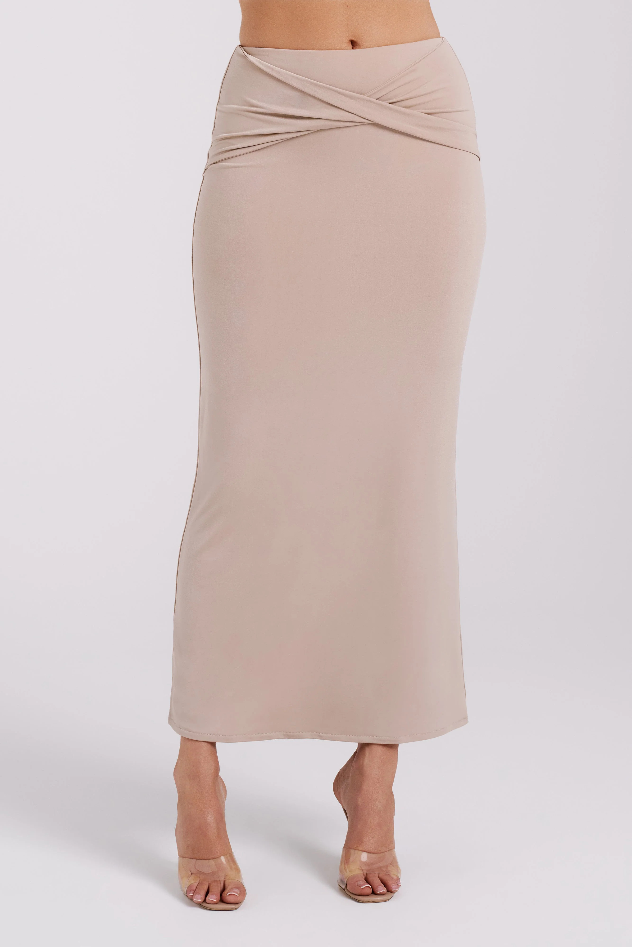 Ceri Maxi Twist Skirt - Taupe | MESHKI US