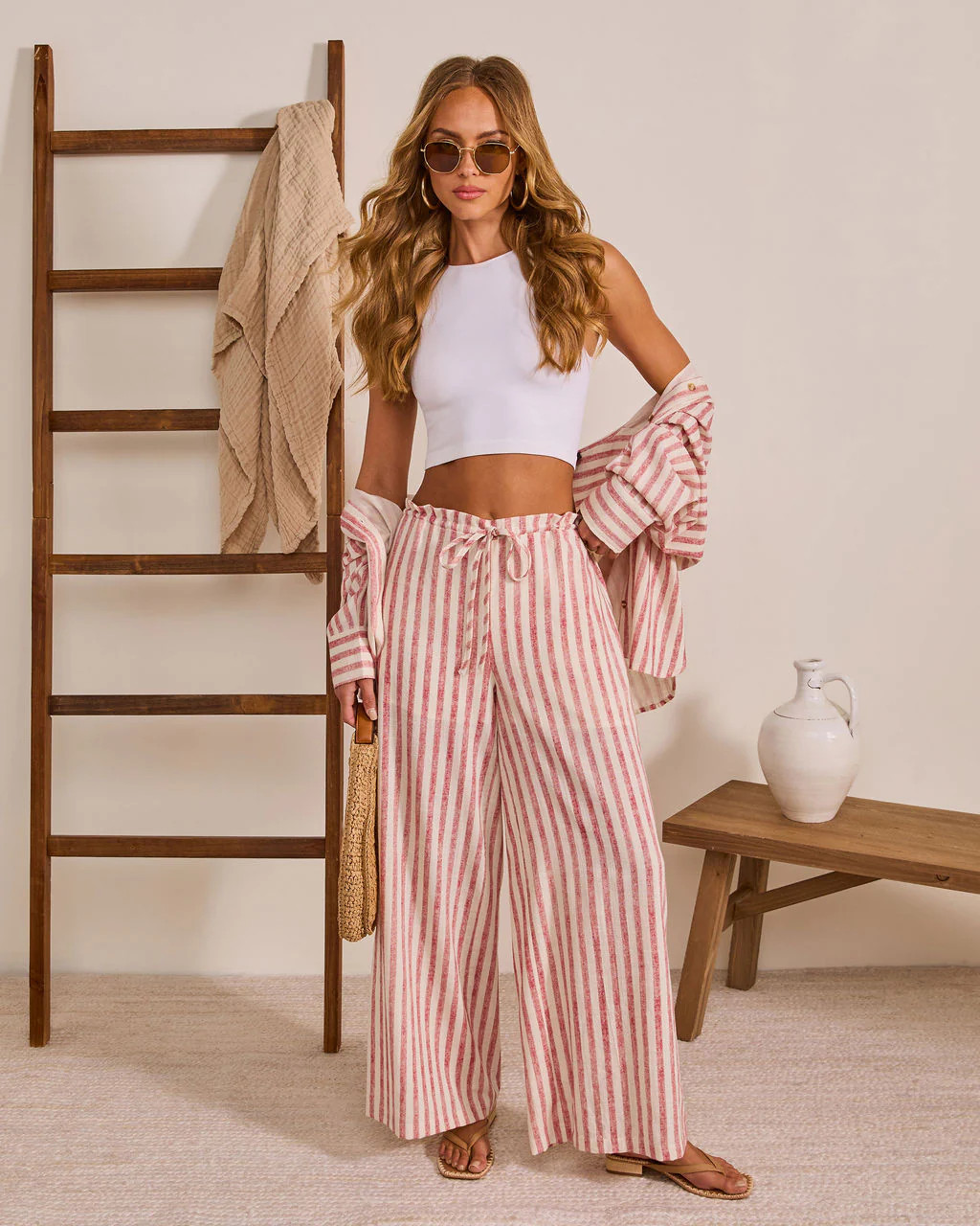 Arinah Striped Wide Leg Drawstring Pant | VICI