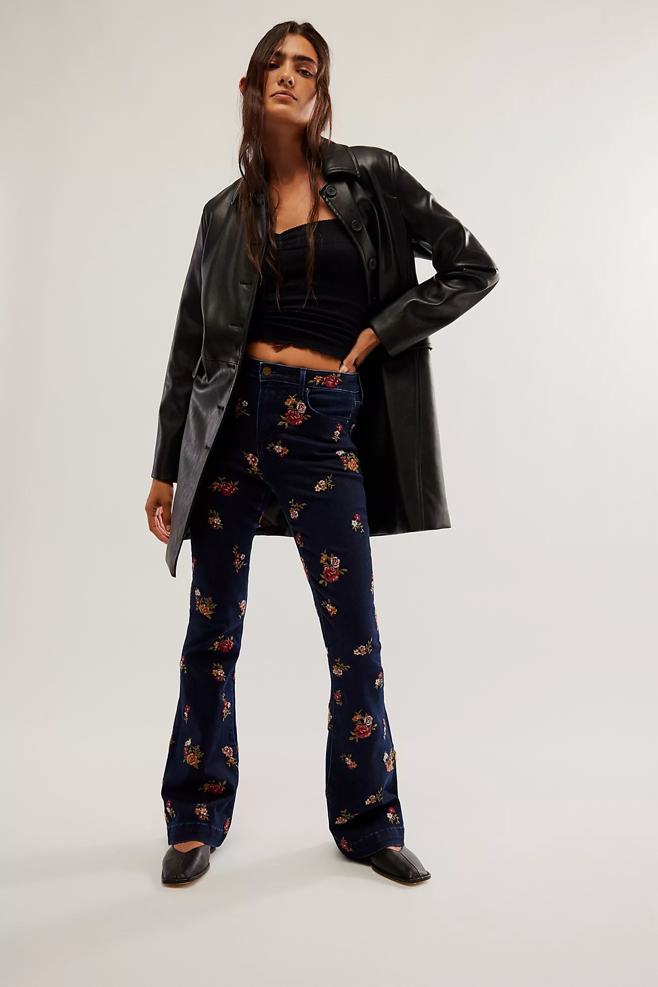 Driftwood Wyatt Embroidered Flare Jeans | Free People (Global - UK&FR Excluded)