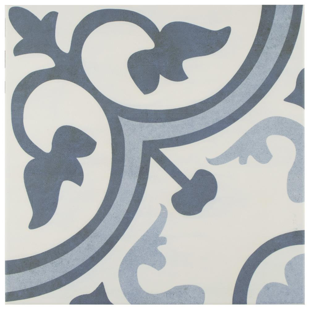 Amberes Azul Encaustic 12-3/8 in. x 12-3/8 in. Ceramic Floor and Wall Tile (10.96 sq. ft. / case) | The Home Depot