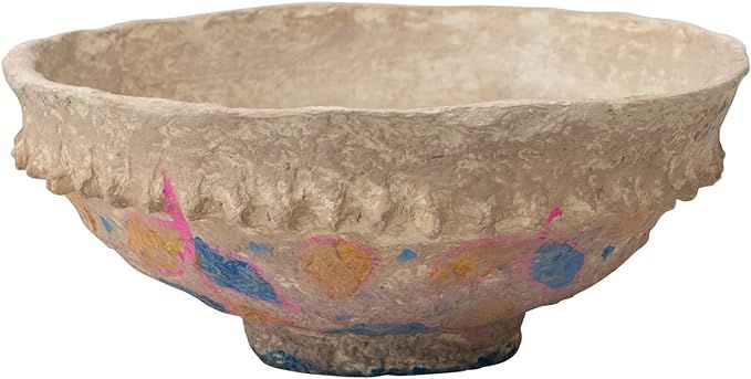 Creative Co-Op Hand Painted Vintage Reproduction Paper Mache Bowl, Multicolor Decorative Accents,... | Amazon (US)