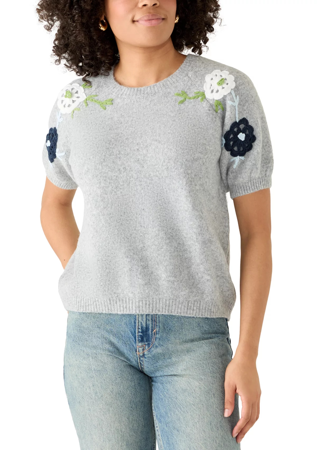 CeCeWomen's Floral Embellished Crew Neck Sweater | Belk