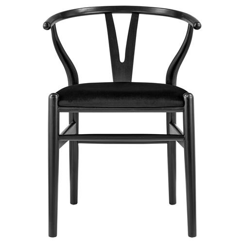 Peyton Mid Century Black Wood Velvet Upholstered Side Chair - Set of 2 | Kathy Kuo Home
