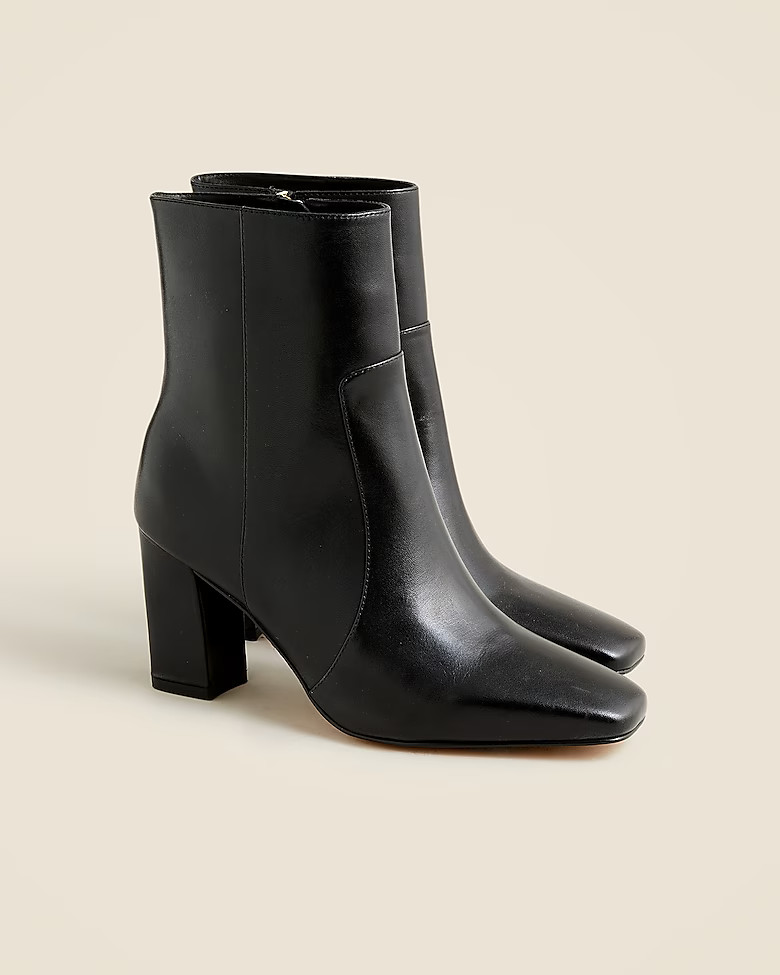 Almond-toe ankle boots in leather | J. Crew US