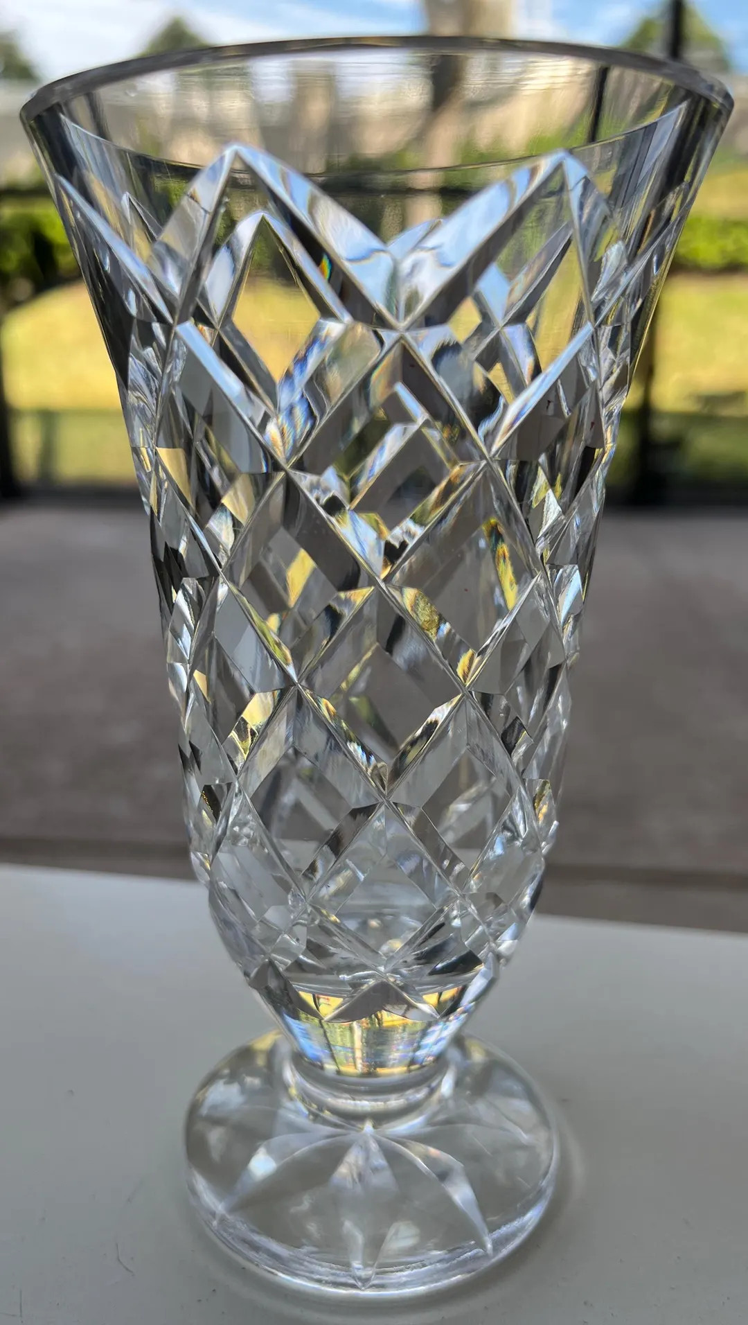 Vintage Waterford Kinsale Cut Crystal Glass Vase Flower Bud Trumpet Pedestal Footed Vase Signed L... | Etsy (US)