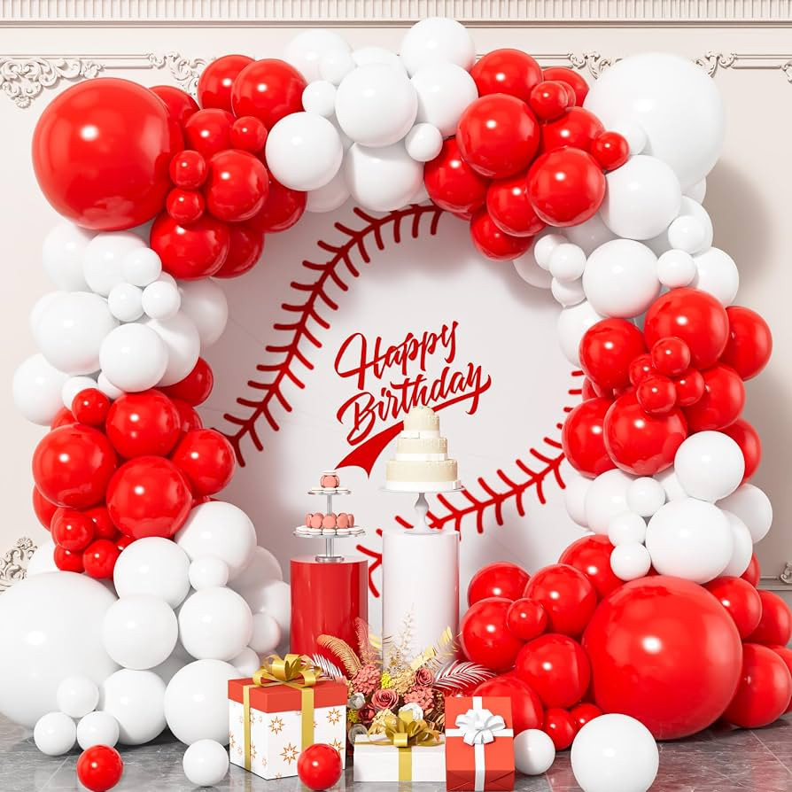 Red and White Balloon Arch Kit,120 Pcs White Red Balloon Garland, 18 12 10 5 Inch Latex Balloons ... | Amazon (US)